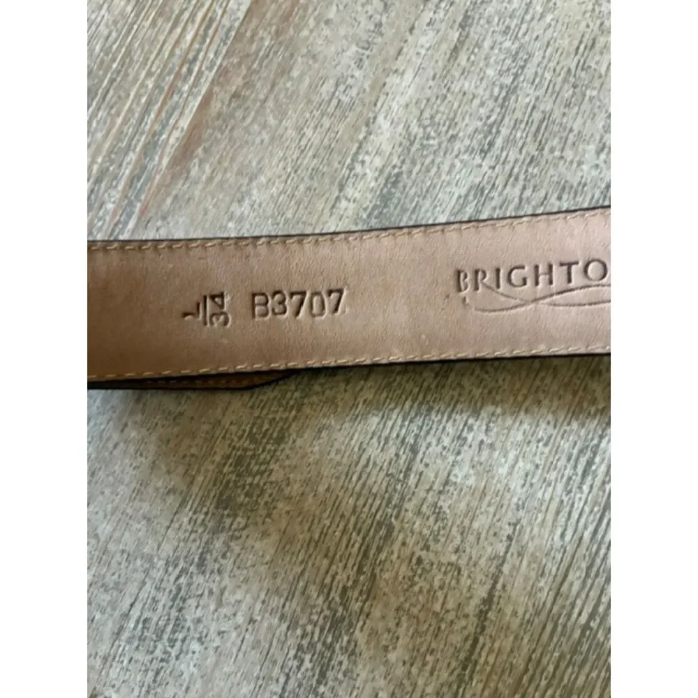 Brighton B3707 Brown Leather Belt Silver Turtle Buckle Statement